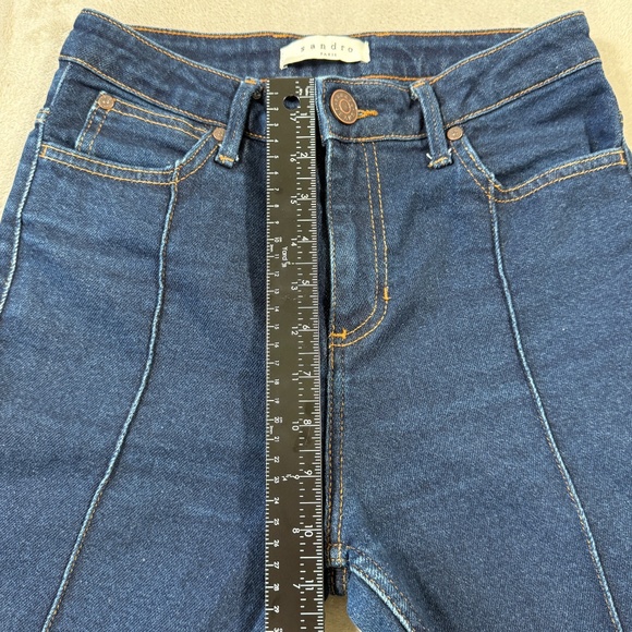 Sandro Paris Jeans Womens Size EU38 Dark Blue Skinny High Waist Capri - Picture 5 of 13